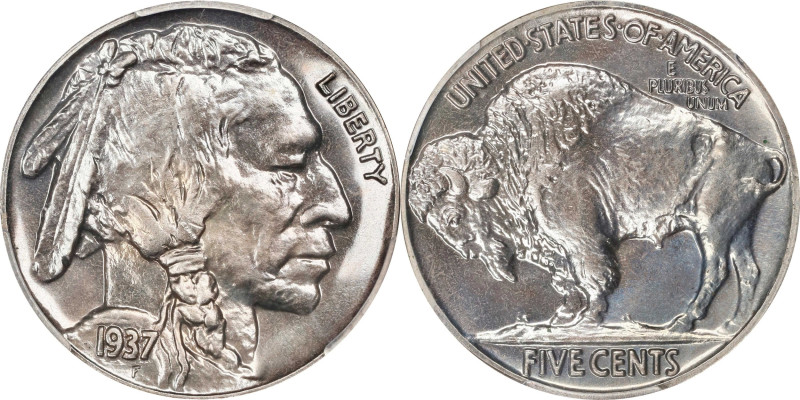 1937 Buffalo Nickel. Proof-67 (PCGS).

Otherwise pearl-gray surfaces reveal su...