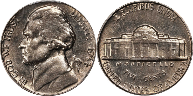 1954 Jefferson Nickel. MS-66+ FS (PCGS).

This enchanting Gem exhibits pale ir...