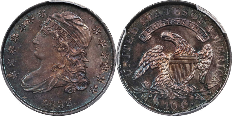 1832 Capped Bust Dime. JR-2. Rarity-2. MS-65 (PCGS).

Richly original surfaces...