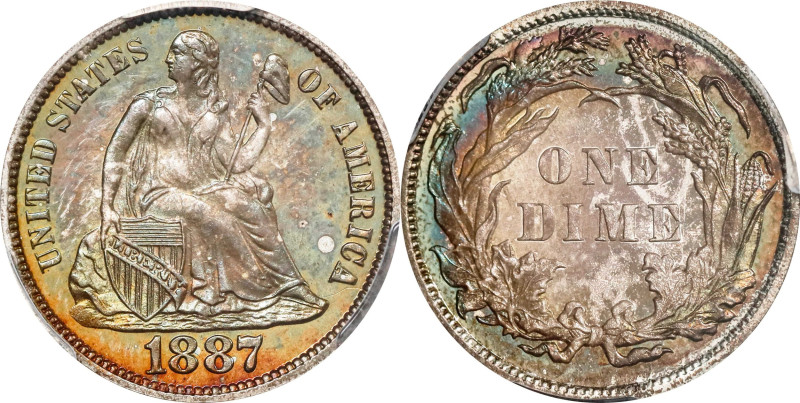 1887 Liberty Seated Dime. Fortin-101. Rarity-3. Proof-66+ (PCGS). CAC.

Thorou...