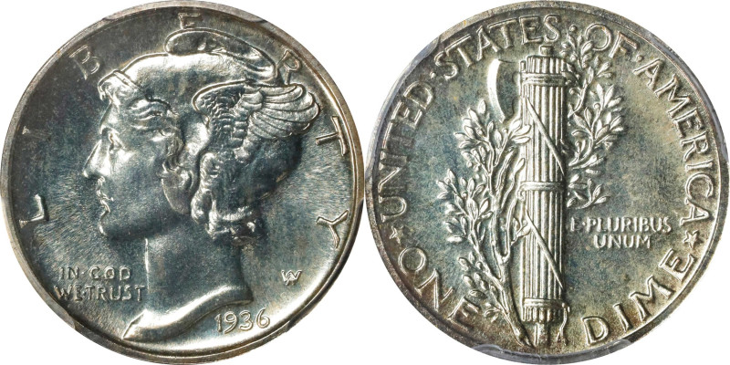 1936 Mercury Dime. Proof-67 (PCGS).

Superb, icy reflection enlivens pristine ...