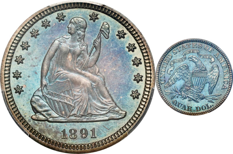 1891 Liberty Seated Quarter. Proof-66 (PCGS). CAC.

Obviously stored for many ...