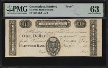Hartford, Connecticut. Hartford Bank. 180x $1. Haxby 165-G44, W-430-001-G110. PMG Choice Uncirculated 63. Proof.

Last offered in 2014 as part of th...