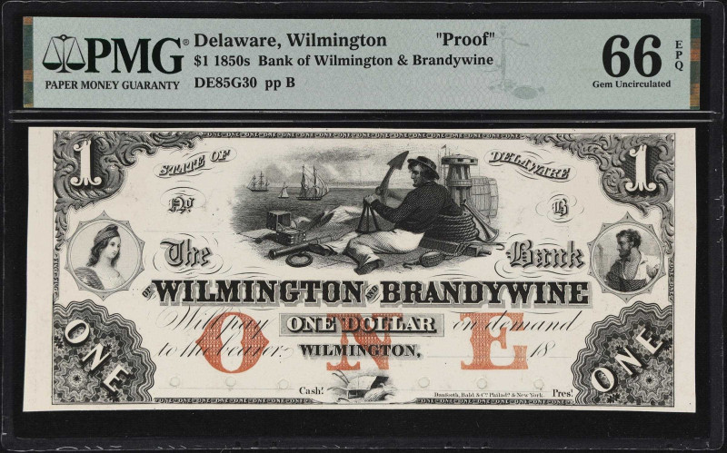 Wilmington, Delaware. Bank of Wilmington & Brandywine. 18xx $1. Haxby Unlisted, ...