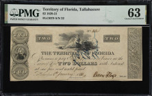 Tallahassee, Florida. Territory of Florida. 1830 $2. PMG Choice Uncirculated 63.

(Cr. T9, Benice 7) No. 22. January 8, 1830. Imprint of N. & S.S. J...