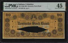 Columbus, Indiana. Kentucky Stock Bank. 18xx $20. Haxby 110-UNL. PMG Choice Extremely Fine 45.

An interesting double denomination piece which likel...