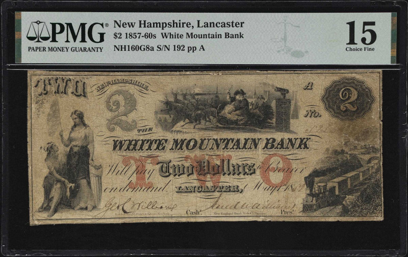 Lancaster, New Hampshire. White Mountain Bank. 1859 $2. Haxby 160-G8a, W-470-002...
