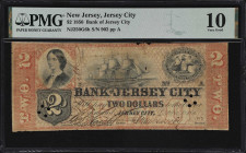 Jersey City, New Jersey. Bank of Jersey City. 1856 $2. Haxby 250-002-G6b. PMG Very Good 10.

An evenly circulated fully tinted issued note with Danf...