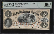 Millville, New Jersey. Millville Bank. 18xx $3. Haxby 305-003-G6b. PMG Gem Uncirculated 66 EPQ. Proof.

A pretty orange and black color proof with a...