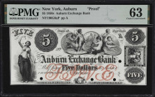 Auburn, New York. Auburn Exchange Bank. 18xx $5. Haxby 190-005-G8a. PMG Choice Uncirculated 63. Proof.

Another desirable proof note that appeared w...