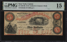 Canton, New York. R.M. Goddard & Company's Bank. 1859 $5. Haxby 555-005-G6b. PMG Choice Fine 15.

Here is another signed and issued example, this a ...