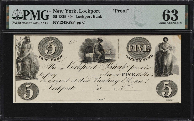 Lockport, New York. Lockport Bank. 18xx $5. Haxby 1245-005-G8. PMG Choice Uncirc...