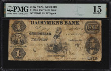 Newport, New York. Dairymens Bank. 1855 $1. Haxby 2000-001-G2. PMG Choice Fine 15.

An elusive and rare issued note to be sure carrying a neat occup...