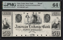 New York, New York. American Exchange Bank. 18xx $50. Haxby 1440-050-G26. PMG Choice Uncirculated 64 EPQ. Proof.

A lovely India paper proof on arch...
