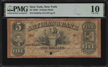 New York, New York. Artisans Bank. 185x $5. Haxby 1445-005-G8a. PMG Very Good 10.

An elusive issued note from this short lived institution bearing ...