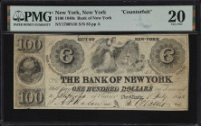 New York, New York. Bank of New York. 1843 $100. Haxby 1790-100-UNL. PMG Very Fine 20. Counterfeit.

A well executed forgery that may prove as rare ...