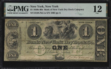 New York, New York. Bank of New York Dry Dock Company. 1859 $1. Haxby 1810-001-G4. PMG Fine 12.

A solid and clean note with excellent color overall...