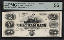 New York, New York. Chatham Bank. 18xx $2. Haxby 1495-002-G4. PMG About Uncirculated 55 Net. Repaired, Piece Added.

A rare bank with this India pap...