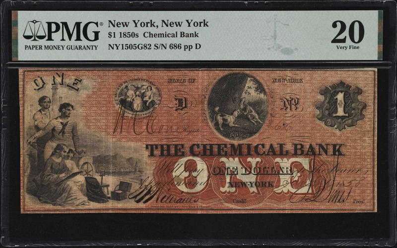 New York, New York. Chemical Bank. 1858 $1. Haxby 1505-001-G82. PMG Very Fine 20...