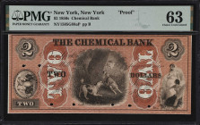 New York, New York. Chemical Bank. 18xx $2. Haxby 1505-002-UNL. PMG Choice Uncirculated 63. Proof.

From our auction of the Peter Mayer Collection P...