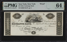 New York, New York. Exchange Bank. 18xx $3. Haxby 1590-UNL. PMG Choice Uncirculated 64. Proof.

From our auction of the Haverford Collection where i...