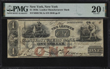 New York, New York. Leather Manufacturers' Bank. 1856 $1. Haxby 1685-001-G2. PMG Very Fine 20 EPQ.

An original, seldom encountered issued occupatio...