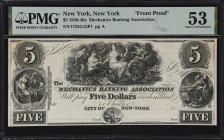 New York, New York. Mechanics Banking Association. 18xx $5. Haxby 1725-005-G12FP. PMG About Uncirculated 53. Front Proof.

A magnificent example of ...