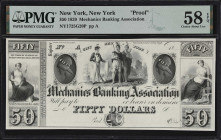 New York, New York. Merchants Banking Association. 18xx $50. Haxby 1725-050-G20. PMG Choice About Uncirculated 58 EPQ. Proof.

A lovely India paper ...