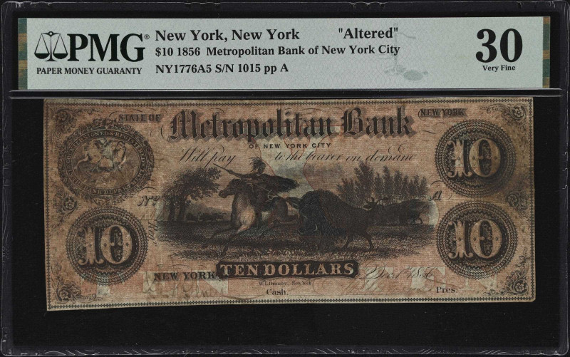 New York, New York. Metropolitan Bank of New York City. 1856 $10. Haxby 1776-010...