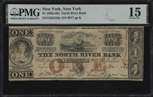 New York, New York. North River Bank. 1862 $1. Haxby 1845-001-G40c. PMG Choice Fine 15.

A rare New York Obsolete with a custom vignette of Henry Hu...