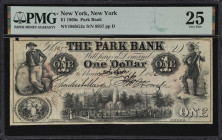 New York, New York. Park Bank. 1862 $1. Haxby 1885-001-G2c. PMG Very Fine 25.

A classic issued $1 note displaying a crowd gathered around Fountain ...