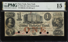 New York, New York. Saint Nicholas Bank. 1850's-60's $1. PMG Choice Fine 15.

(NY-1900-G2b). Imprint of Rawdon, Wright, Hatch & Edson, New York. At ...