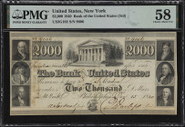 New York, United States. Bank of the United States. 1840 $2000. Haxby 305-162. PMG Choice About Uncirculated 58.

A pleasing example of this always ...