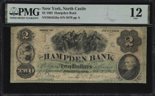 North Castle, New York. Hampden Bank. 1862 $2. Haxby 2015-002-G8a. PMG Fine 12.

A pleasing green overprint is displayed by this note printed by the...