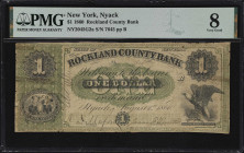 Nyack, New York. Rockland County Bank. 1860 $1. Haxby 2045-001-G2a. PMG Very Good 8.

A lovely surviving ABNCo printed example from this bank that e...