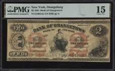 Orangeburg, New York. Bank of Orangetown. 1861 $2. Haxby 2100-002-G4a. PMG Choice Fine 15.

An elusive issued note on a better denomination with red...