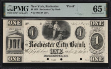 Rochester, New York. Rochester City Bank. 1839 $1. Haxby 2405-001-G4. PMG Gem Uncirculated 65 EPQ. Proof.

A lovely Danforth, Underwood & Co. New Yo...