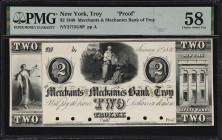 Troy, New York. Merchants & Mechanics Bank of Troy. 1840 $2. Haxby 2715-002-G8P. PMG Choice About Uncirculated 58. Proof.

A beautifully engraved, n...