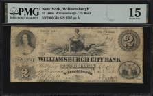 Williamsburgh, New York. Williamsburgh City Bank. 1867 $2. Haxby 2980-002-G4b. PMG Choice Fine 15.

A rare note we last offered about 15 years ago a...