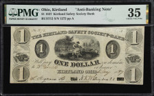 Kirtland, Ohio. Kirtland Safety Society Bank. 1837 $1. PMG Choice Very Fine 35.

(RUST 12) Underwood, Bald, Spencer, & Huffy. N. York & Philad. Cent...