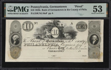 Germantown, Pennsylvania. Bank of Germantown in the County of Philadelphia. 18xx $10. Haxby Unlisted. PMG About Uncirculated 53. Proof.

From our 20...