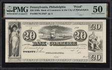 Philadelphia, Pennsylvania. Bank of Commerce in the City of Philadelphia. 18xx $20. Haxby 406-UNL. PMG About Uncirculated 50. Proof.

The Bank of Co...