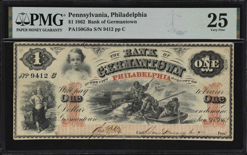 Philadelphia, Pennsylvania. Bank of Germantown. 1862 $1. Haxby 150-001-G8a. PMG ...