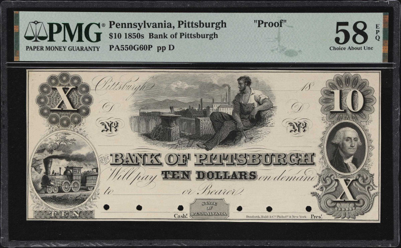 Pittsburgh, Pennsylvania. Bank of Pittsburgh. 18xx $10. Haxby 550-010-G60. PMG C...