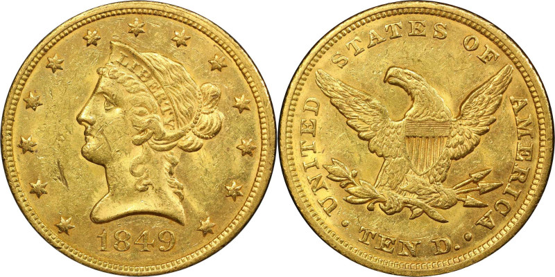 1849 Liberty Head Eagle. MS-60 (PCGS).

Sharply struck over most focal feature...