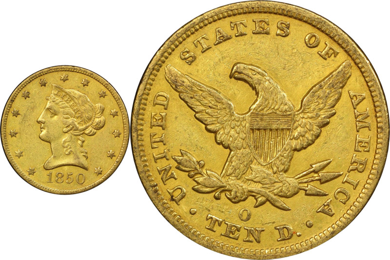 1850-O Liberty Head Eagle. Winter-1. EF-45 (PCGS). CAC.

With wonderfully orig...