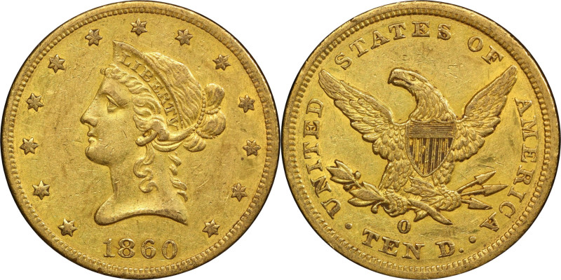 1860-O Liberty Head Eagle. Winter-2. AU-53 (PCGS).

Ample evidence of a frosty...