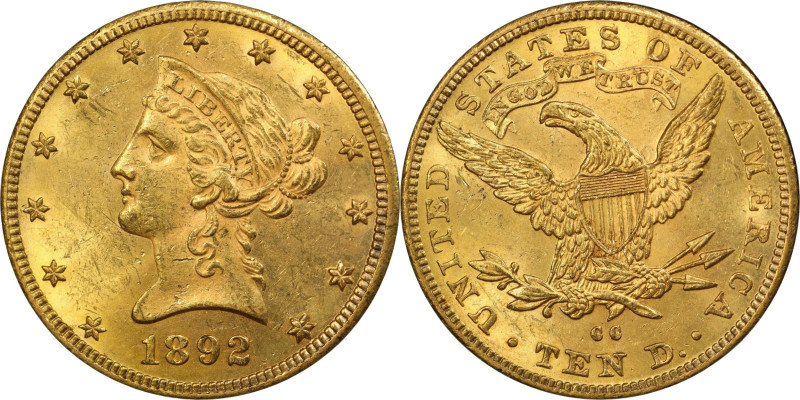 1892-CC Liberty Head Eagle. MS-61 (PCGS). CAC.

This impressive and conditiona...