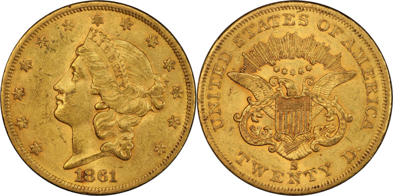 1861-S Liberty Head Double Eagle. MS-60 (PCGS). CAC.

Appealing honey-rose col...