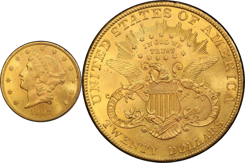 1907 Liberty Head Double Eagle. MS-63 (PCGS).

Vivid golden-apricot color blen...